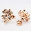 Golden Alloy Crystal Four Leaf Clover Earring Gift Jewel 3