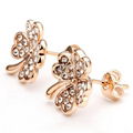 Golden Alloy Crystal Four Leaf Clover Earring Gift Jewel 4