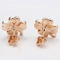 Golden Alloy Crystal Four Leaf Clover Earring Gift Jewel 5