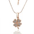 Golden Alloy Crystal Four Leaf Clover Necklace For Girlfriend