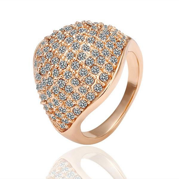 Golden Alloy Luxurious Exquisite Crystal Ring