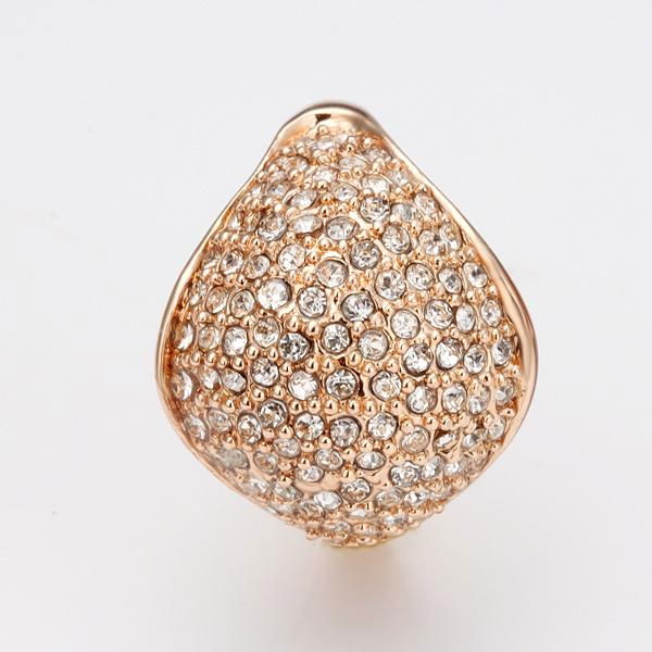 Golden Alloy Luxurious Exquisite Crystal Ring 2
