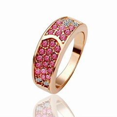 Golden Alloy Ring With Double Color Rhinestone