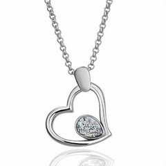 Heart Shape Crystal Plating Platinum Necklace Love