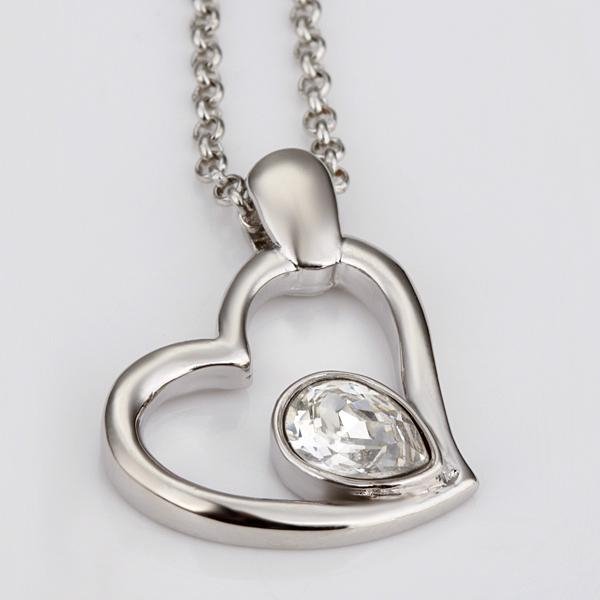 Heart Shape Crystal Plating Platinum Necklace Love 3