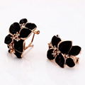 Hot Sale Black Flower Austrian Crystal Alloy Earring