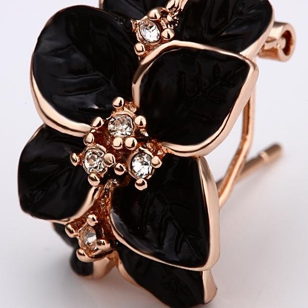 Hot Sale Black Flower Austrian Crystal Alloy Earring 2