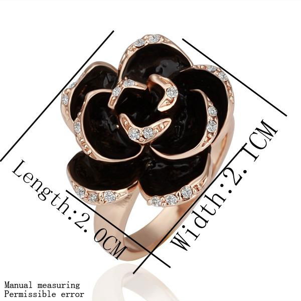 Pretty 18K Rose Pattern Ring With Shining Crystal 2