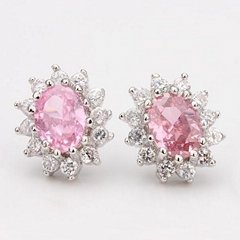 Shining Pink Zircon Plating Platinum  Luxurious Earring