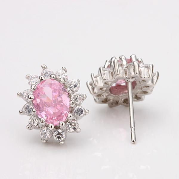Shining Pink Zircon Plating Platinum  Luxurious Earring 2