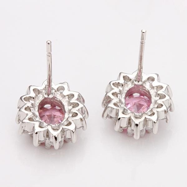 Shining Pink Zircon Plating Platinum  Luxurious Earring 3