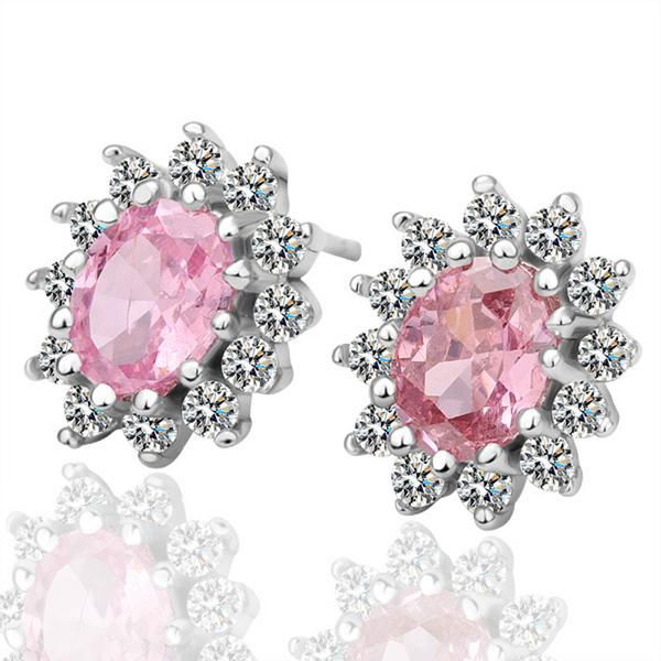 Shining Pink Zircon Plating Platinum  Luxurious Earring 5