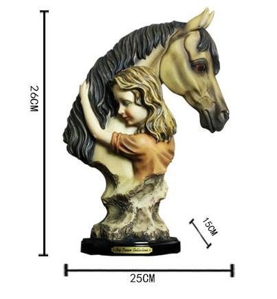 Little Girl and horse head Ornaments Resin Craft