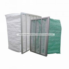 Synthetic fiber rigid bag air filter