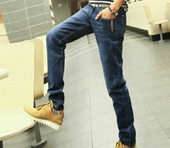 Blue High quality 100% Cutton Men's jeans