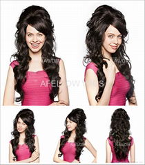 Grade Black Long Wavy 100% Kanekalon Synthetic Wig