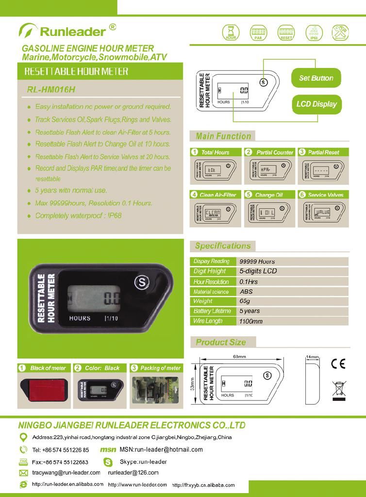 Digital hour meter For gas Engine dirt bike Atv tractors motorcycle scooter boat 4