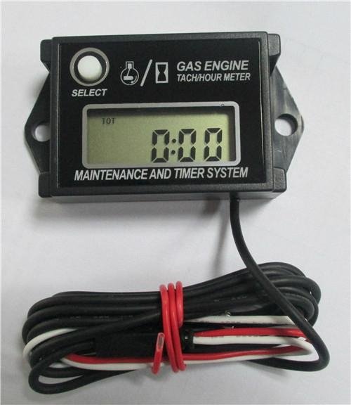 Hour meter tachometer for small gasoline engine