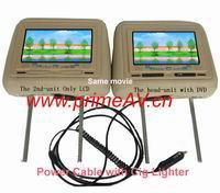 7" Pillow Headrest DVD player combine with single LCD with Cig Lighter Cable