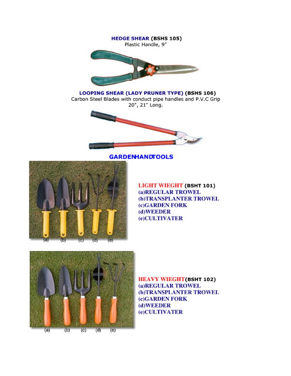 GARDEN TOOLS BLUSTAL (India Manufacturer) Garden Tools & Equipment Gardening Products