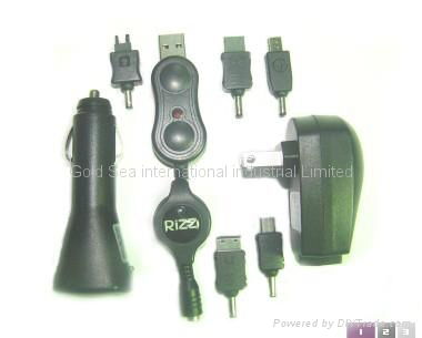 Universal usb car charger/wall charger/retractable cable set