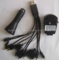 universal usb charger set/car charger/wall charger/10 in 1 cable charger 2