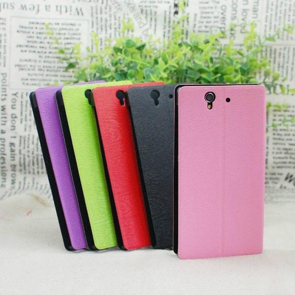Sony xperia Z L36H luxury leather case cover with stand retail package