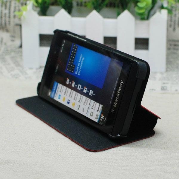 Blackberry Z10 luxury leather case cover with stand retail package 3
