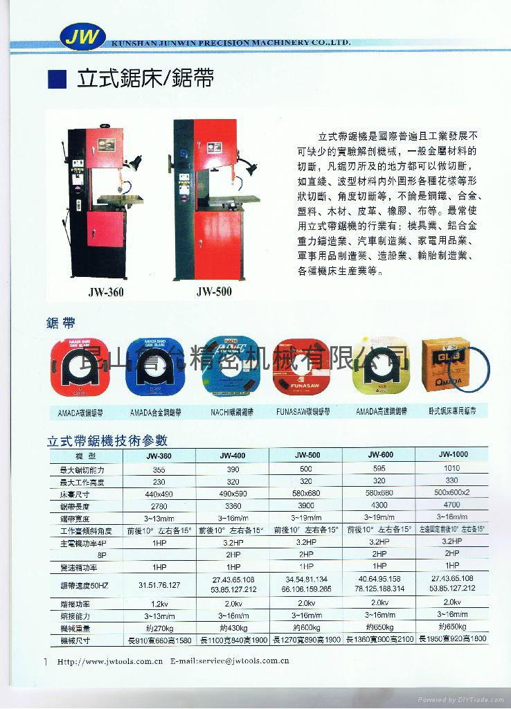 立式金屬帶鋸床、AMADA帶鋸條 2