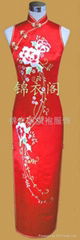  handmade embroidery and traditional Chinese painting cheongsam