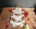 供應骨瓷三層蛋糕盤英國皇家玫瑰 1