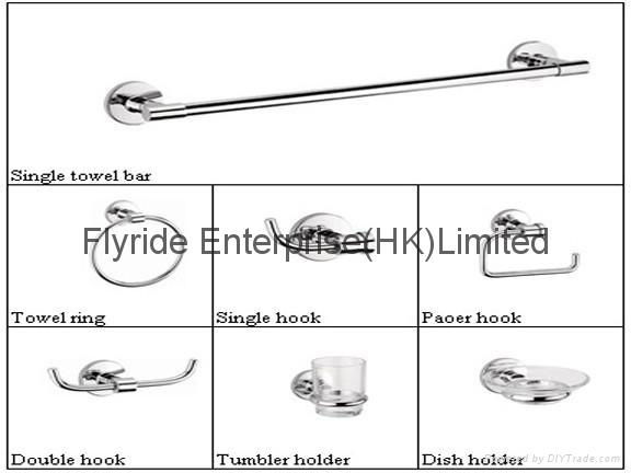 FLRD-BHD BATHROOM FITTINGS;Single towel bar;hook; holder with tumbler;