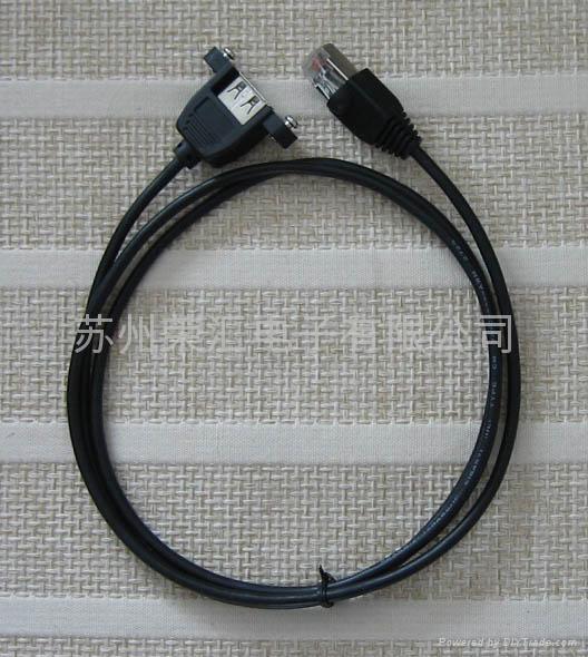 USB RJ45 cable with hoods