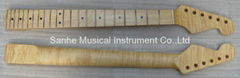 Flamed Maple Strat style Guitar Neck (Grade A Plain Maple Fretboard, V.T. Satin)