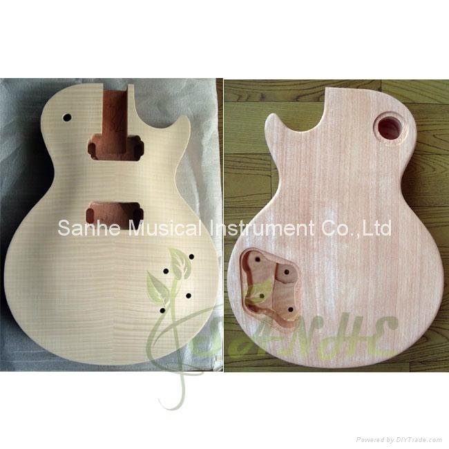 LP style Guitar Body 2-piece Mahogany Back Solid Flame Maple Top