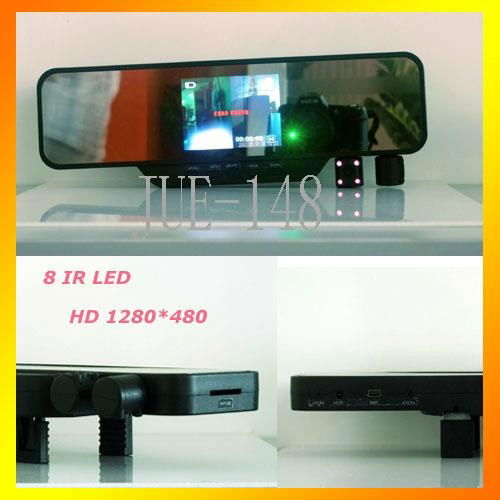 10 IR LED Two Camera Car Rearview Mirror Camera  2