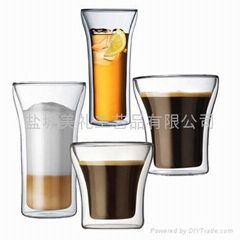 HEAT RESISTANT DOUBLE WALL GLASS CUP