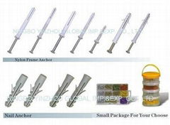 nylon frame anchor, nylon wallplug with screw, nylon nail