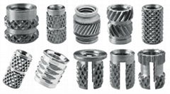 Inserts for plastic, knurled nuts and screws