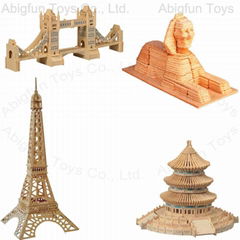 wood craft model buildings, woodcraft bridge & tower kits