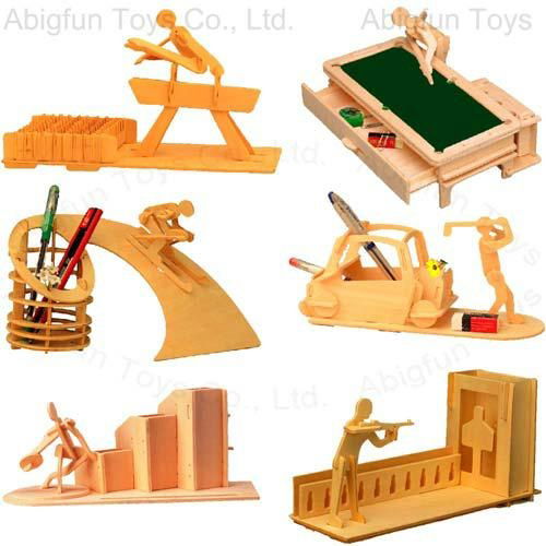 3d puzzle penstand  DIY model wooden toy