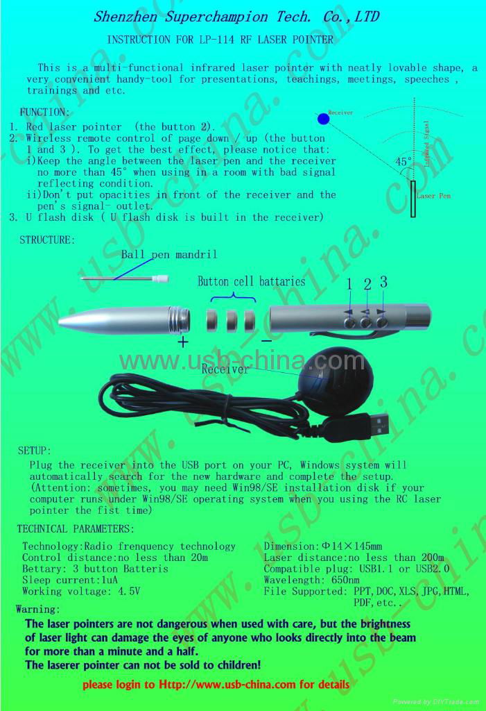 RC lazer pointer/wireless remote control laser pen/power pointer with ball-pen 3