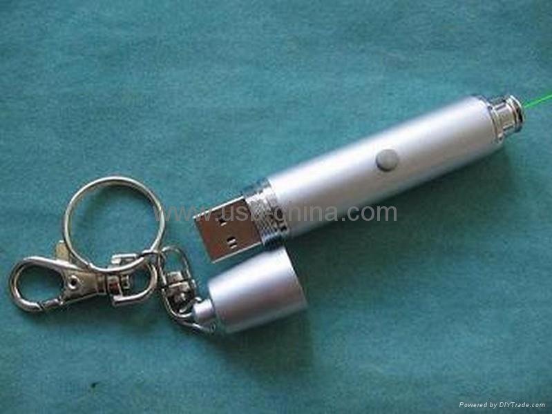 green laser pointer(built-in usb flash memory stick) with key-chain