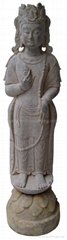 China Stone Carved Standing Kwan-yin Statue