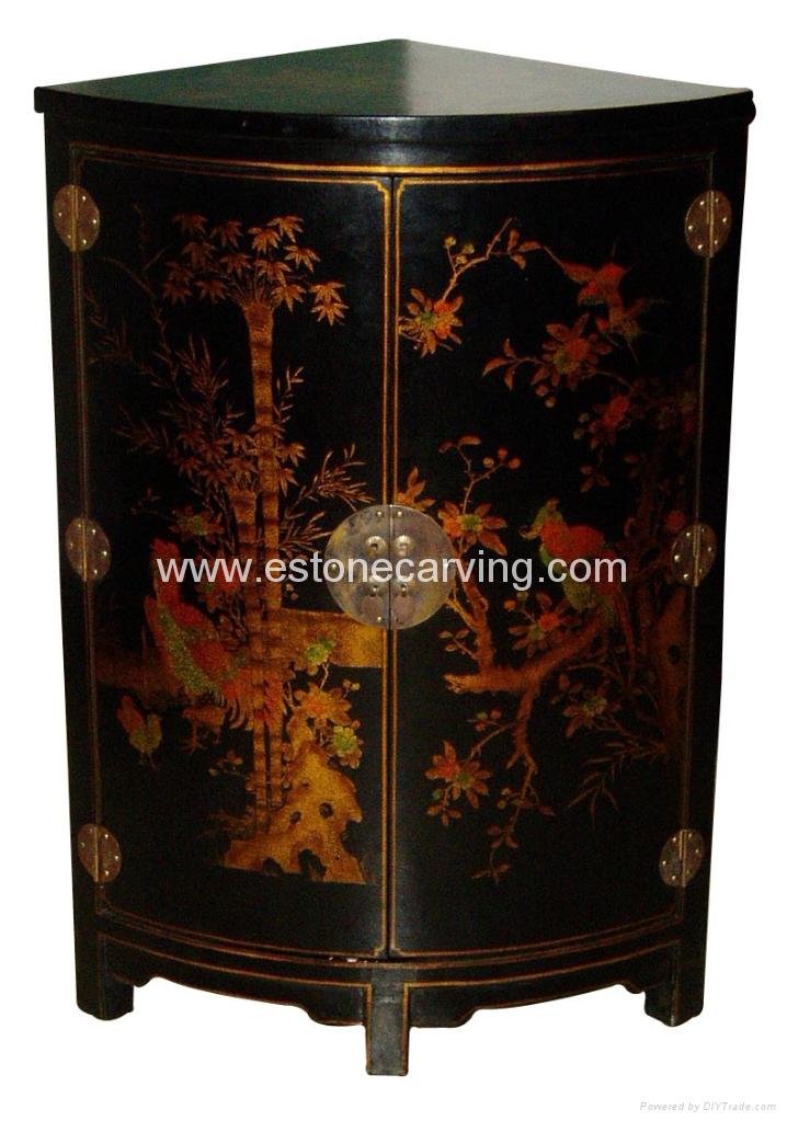 Tibetan Leather Solid Wood Corner Cabinet