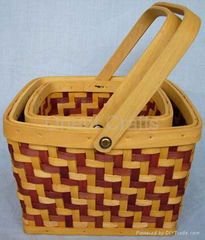 S/2 Split Wood Square Basket