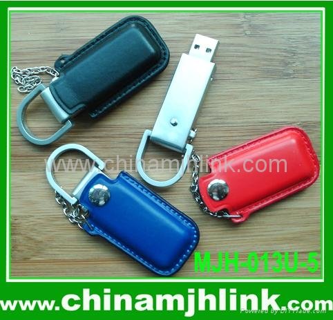 Popular 8gb 16gb leather and metal usb flash drive stick memory key disk
