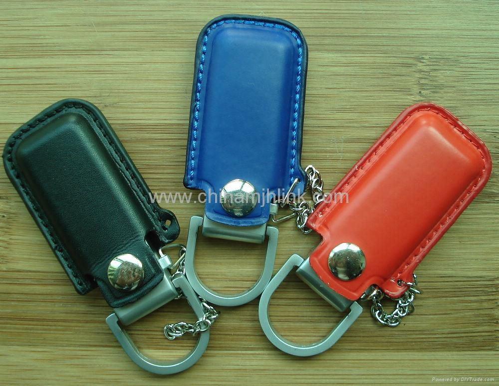 Popular 8gb 16gb leather and metal usb flash drive stick memory key disk 2