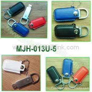 Popular 8gb 16gb leather and metal usb flash drive stick memory key disk 5