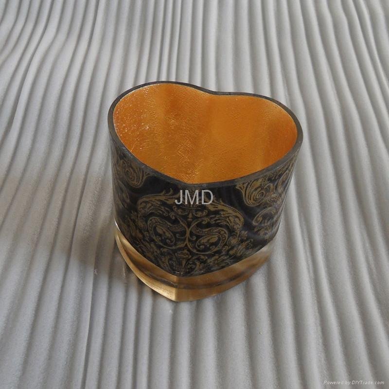 Gold Foil Glass Candleholder With Decal 3